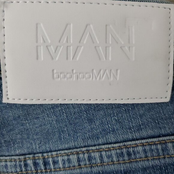Man Boohoo Super Skinny Distressed Light Blue Jeans - Picture 5 of 13